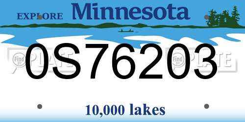 0S76203 Minnesota License Plate
