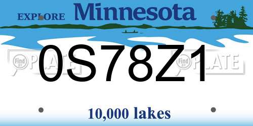 0S78Z1 Minnesota License Plate
