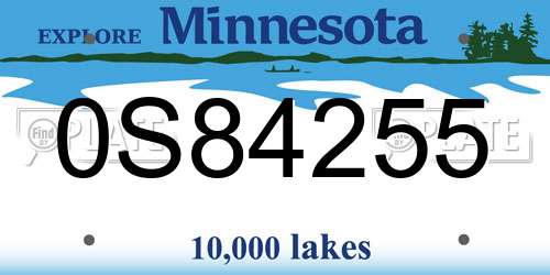0S84255 Minnesota License Plate