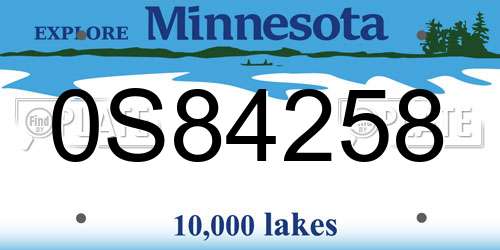 0S84258 Minnesota License Plate