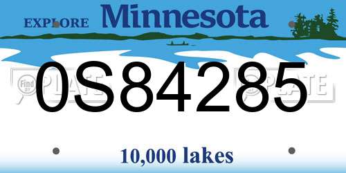0S84285 Minnesota License Plate