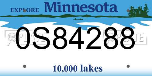 0S84288 Minnesota License Plate