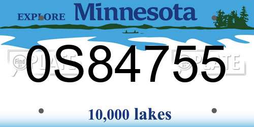 0S84755 Minnesota License Plate