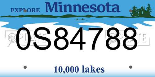 0S84788 Minnesota License Plate