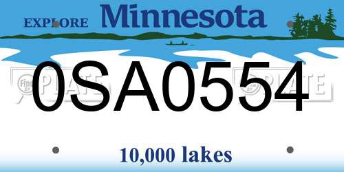 0SA0554 Minnesota License Plate