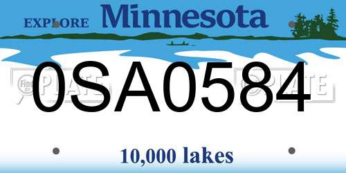 0SA0584 Minnesota License Plate