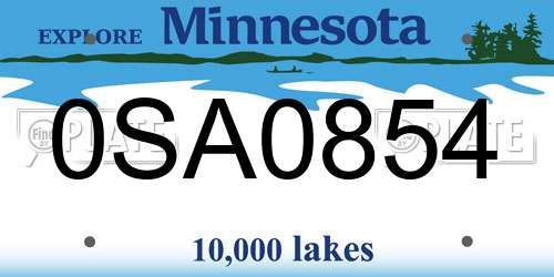 0SA0854 Minnesota License Plate