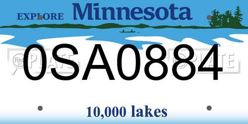 0SA0884 Minnesota License Plate