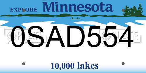 0SAD554 Minnesota License Plate