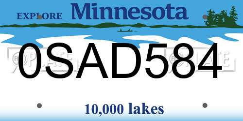 0SAD584 Minnesota License Plate
