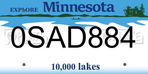 0SAD884 Minnesota License Plate