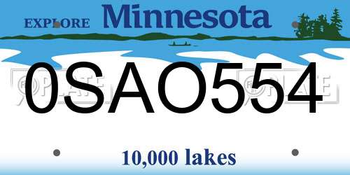 0SAO554 Minnesota License Plate