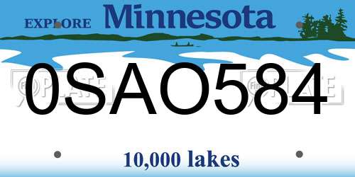 0SAO584 Minnesota License Plate