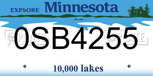 0SB4255 Minnesota License Plate