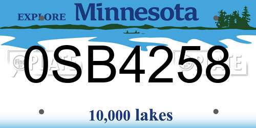 0SB4258 Minnesota License Plate