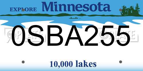 0SBA255 Minnesota License Plate