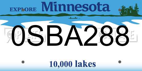 0SBA288 Minnesota License Plate