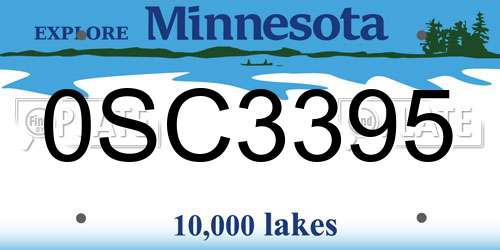 0SC3395 Minnesota License Plate