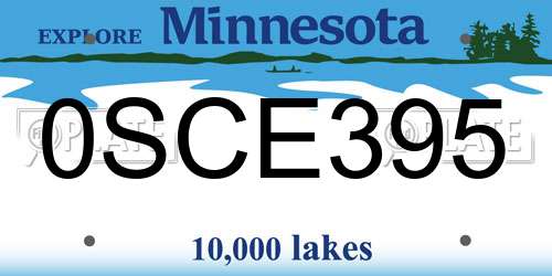 0SCE395 Minnesota License Plate