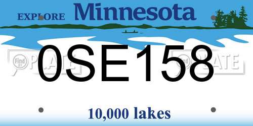 0SE158 Minnesota License Plate