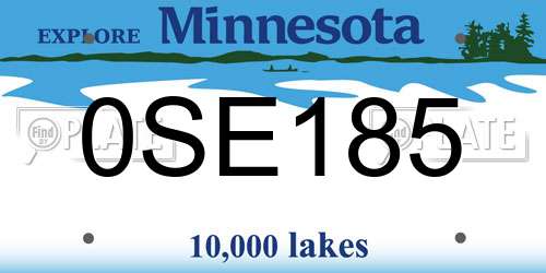 0SE185 Minnesota License Plate
