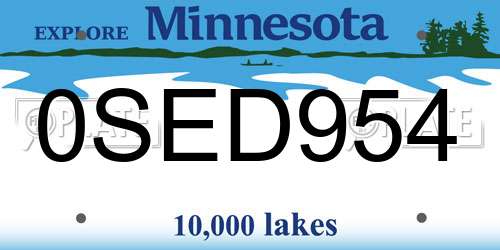 0SED954 Minnesota License Plate