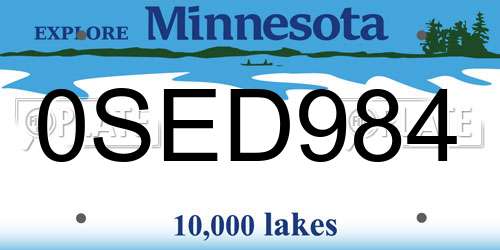 0SED984 Minnesota License Plate