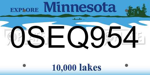 0SEQ954 Minnesota License Plate