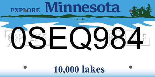 0SEQ984 Minnesota License Plate