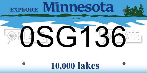 0SG136 Minnesota License Plate