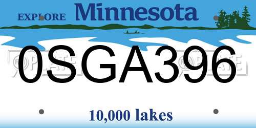 0SGA396 Minnesota License Plate