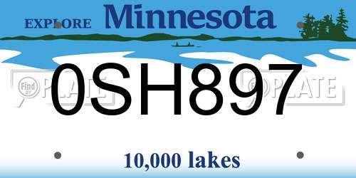 0SH897 Minnesota License Plate