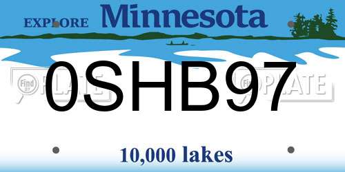 0SHB97 Minnesota License Plate