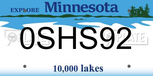 0SHS92 Minnesota License Plate