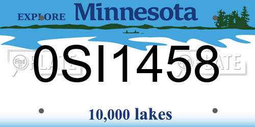 0SI1458 Minnesota License Plate