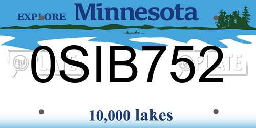 0SIB752 Minnesota License Plate