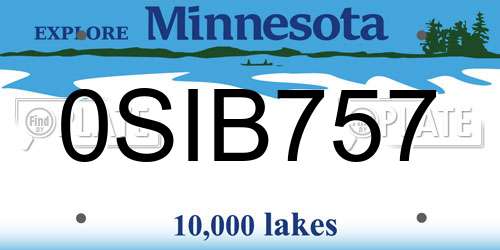 0SIB757 Minnesota License Plate