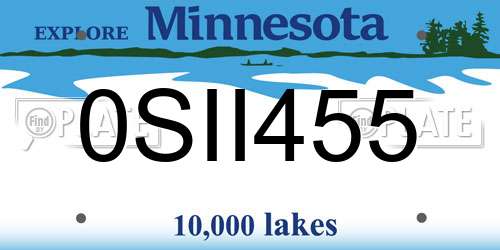 0SII455 Minnesota License Plate