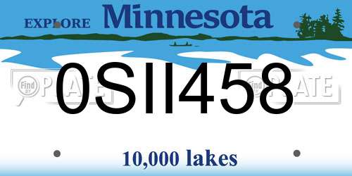 0SII458 Minnesota License Plate