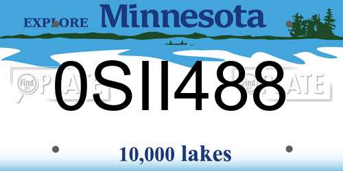 0SII488 Minnesota License Plate