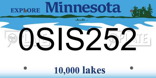 0SIS252 Minnesota License Plate