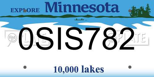 0SIS782 Minnesota License Plate