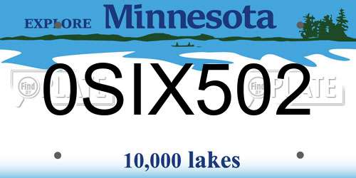 0SIX502 Minnesota License Plate
