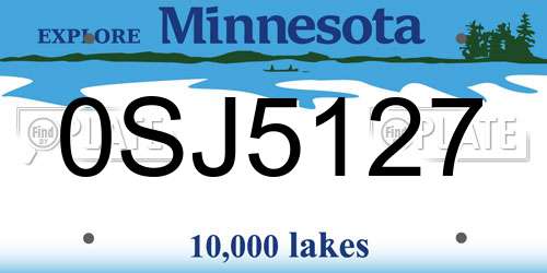 0SJ5127 Minnesota License Plate