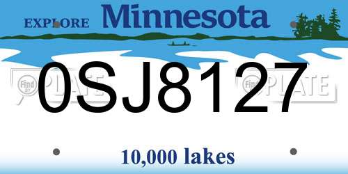0SJ8127 Minnesota License Plate