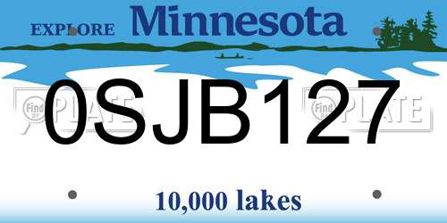 0SJB127 Minnesota License Plate