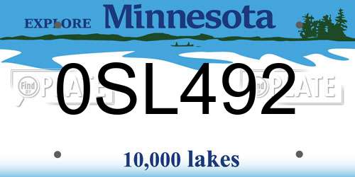 0SL492 Minnesota License Plate