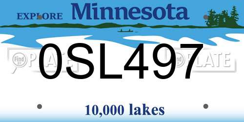 0SL497 Minnesota License Plate
