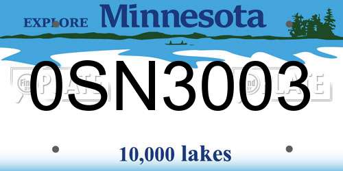 0SN3003 Minnesota License Plate