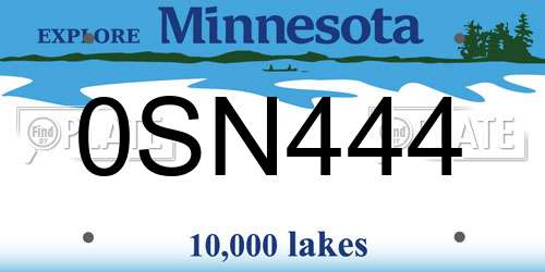 0SN444 Minnesota License Plate